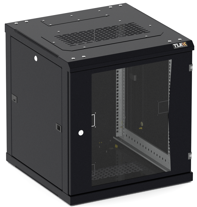 

Шкаф настенный 19", 15U TLK TWC-156060-R-G-BK стеклянная дверь, Ш600хВ770хГ600мм, 2 пары монтажных направляющих, черный, TWC-156060-R-G-BK