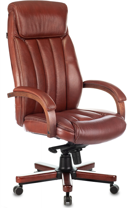 

Кресло Бюрократ T-9922WALNUT руководителя, цвет светло-коричневый Leather Eichel кожа крестовина металл/дерево, T-9922WALNUT
