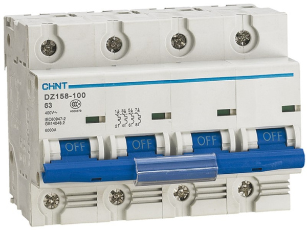 Изображение товара Автоматический выключатель CHINT 158096 100 А 4 полюса