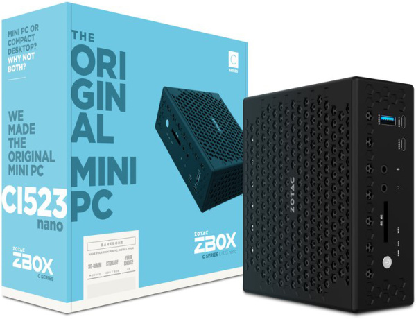 фото Неттоп Zotac ZBOX CI523NANO (Intel Core i3, 2.3ГГц, DDR3L, Intel HD Graphics 520, Не установлена) [ZBOX-CI523NANO-BE]