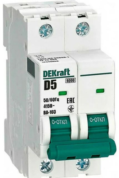 Изображение товара Автоматический выключатель DEKraft 12348DEK с отключающей способностью 6 кА