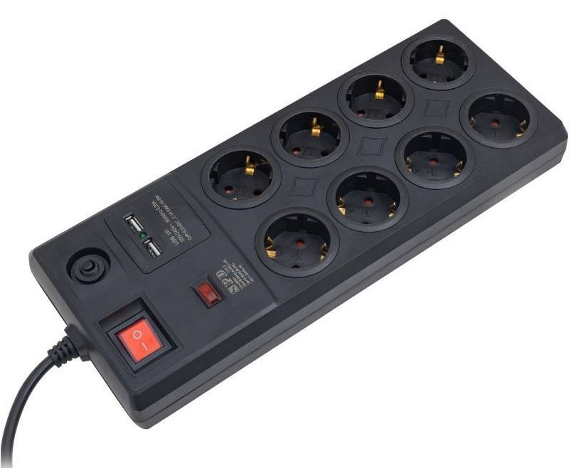 

Сетевой фильтр Старт С/УД-Ф SP 8x1 ZDVT 2USB защита от от перегрузки, от скачков напряжения, 8 розеток с заземлением,1,5 м, провод ПВС с сечением 3*1,, С/УД-Ф SP 8x1 ZDVT 2USB