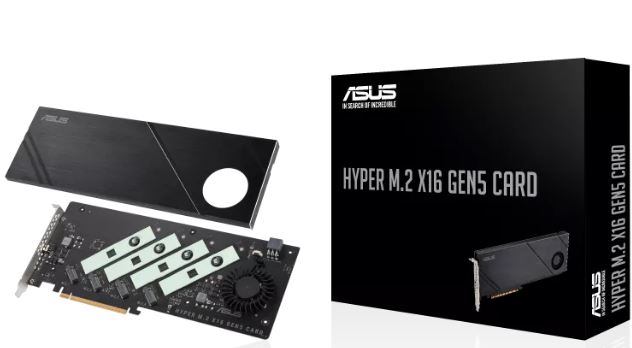 

Плата расширения ASUS HYPER M.2 X16 GEN5 4*NVMe M.2 (2242/2260/2280/22110), HYPER M.2 X16 GEN5