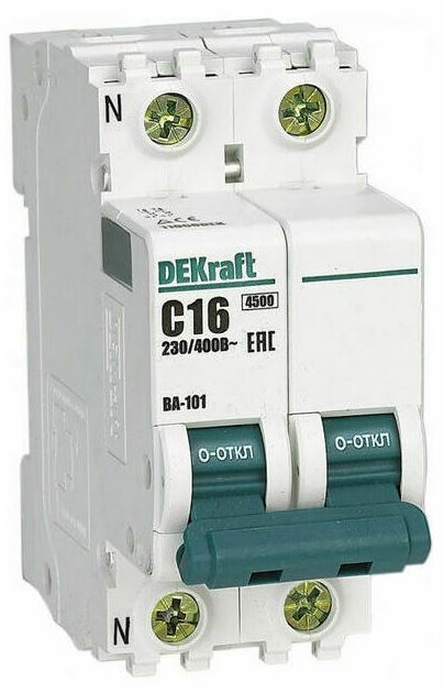 

Автоматический выключатель DEKraft 11188DEK 1P+N 63А х-ка C ВА-101 4,5кА, 11188DEK