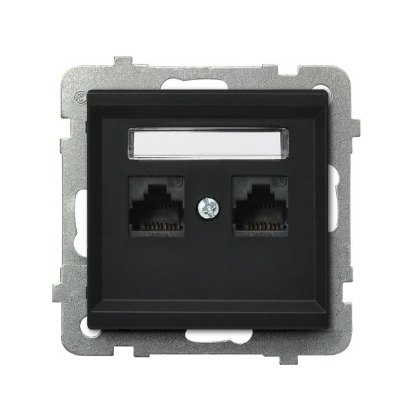 

Розетка Ospel GPK-2R/K/m/33 компьютерная, двойная, кат. 5e MMC, клеммы IDC, черный металлик, GPK-2R/K/m/33