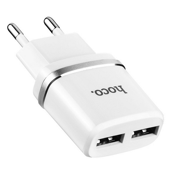 

Зарядное устройство сетевое Hoco C12 6957531047759 2*USB, 2.4А, белый, C12
