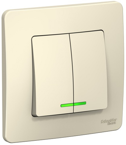 Изображение товара Выключатель Blanca Systeme Electric 2-клавишный встраиваемый IP20 светодиод