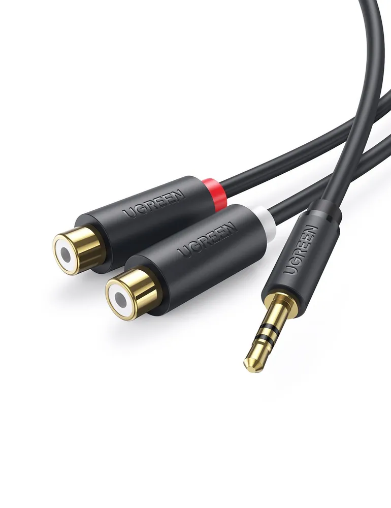 

Кабель аудио UGREEN AV109 3.5mm Male to 2RCA Female Cable. Длина: 25 см. Цвет: серый, AV109