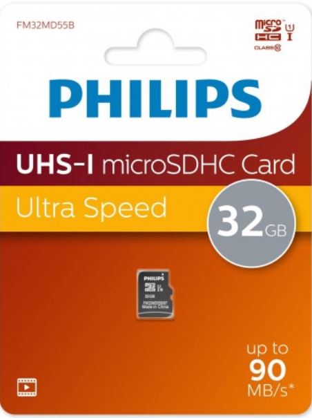 

Карта памяти MicroSDHC 32GB Philips FM32MD55B/97 High Speed Class 10 90MB/s, FM32MD55B/97
