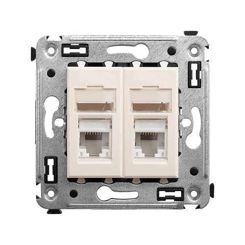 

Розетка компьютерная DKC 4405374 RJ-45 в стену, кат.6А двойная, "Ванильная дымка", "Avanti", 4405374