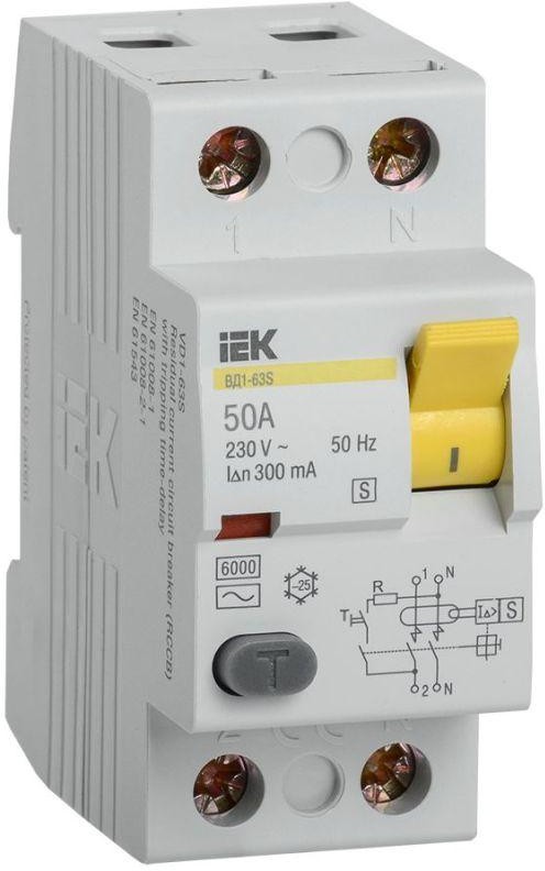 

УЗО IEK MDV12-2-050-300 ВД1-63S 2Р 50А 300мА, MDV12-2-050-300