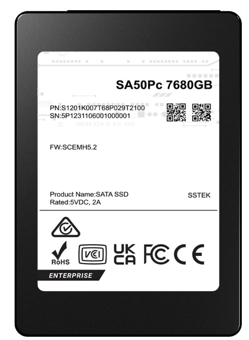 

Накопитель SSD 2.5'' Phison SA50Pc S1201K007T68P029T2100 7.68TB 530/500MB/s 98K/40K IOPS, SA50Pc