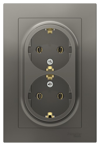 

Розетка Schneider Electric ATN000924 AtlasDesign, двойная, с заземлением, 16А, в сборе, сталь, ATN000924