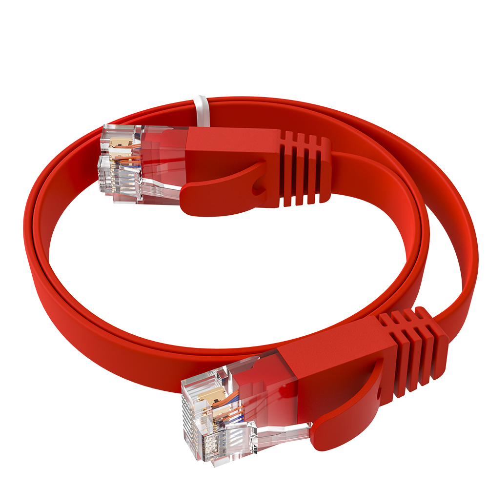 

Кабель патч-корд GCR GCR-52859 PROF плоский прямой, 30 AWG, ethernet high speed 10 Гбит/с, RJ45, T568B, красный, GCR-52859