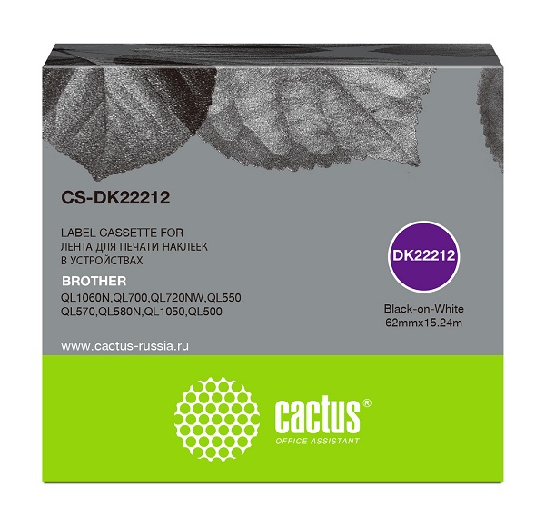 

Картридж Cactus CS-DK22212 ленточный черный для Brother P-touch QL-500, QL-550, QL-700, QL-800, CS-DK22212