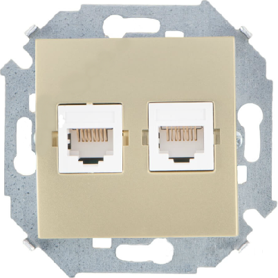 

Розетка Simon 1591552-034 компьютерная двойная rj45 кат.5e (AMP), шампань, 1591552-034