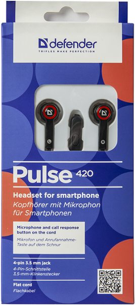 

Гарнитура проводная Defender Pulse 420 63424 Black/red 4-пин 3,5 мм jack, кабель-1,2 м, Pulse 420