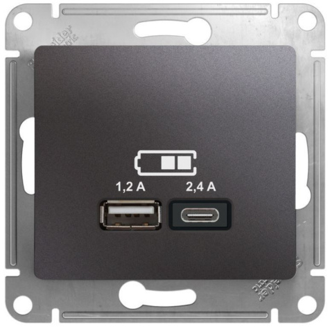Изображение товара Двойная розетка USB GSL001339 для скрытой установки, серия Glossa, Systeme Electric