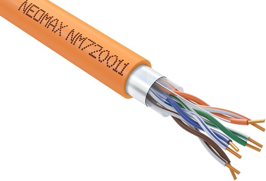 

Кабель витая пара F/UTP 5e кат. 4 пары Neomax NM720011 24AWG(0.52 мм), медь, одножильный (solid), внутренний, LSZH, нг(A)-HF, оранжевый, уп/305м, NM720011