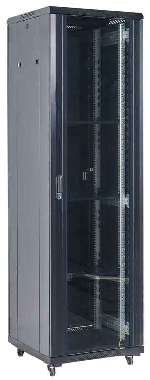 

Шкаф напольный 19", 32U Rexant 04-3266-212 600×600×1609, дверь сплошное стекло, черный, RAL 9005, 04-3266-212