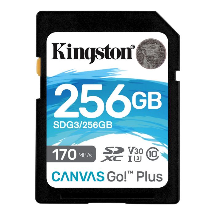 

Карта памяти 256GB Kingston SDG3/256GB SDXC, UHS-I Class U3 V30, чтение: 170Мб/с, запись: 90Мб/с, SDG3/256GB