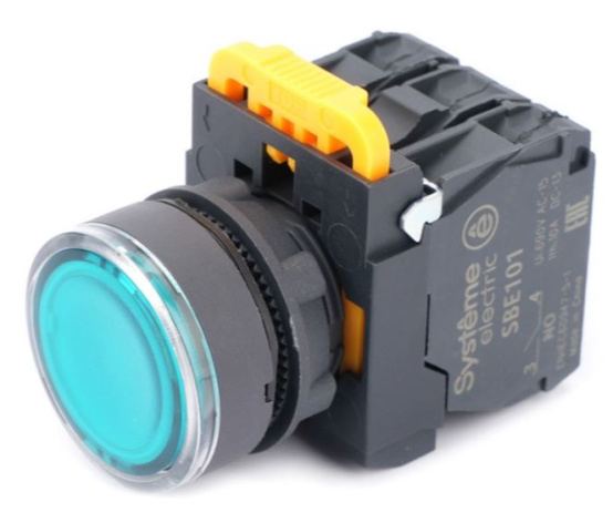 Изображение товара Кнопка Systeme Electric SB5AW33M5 зеленая IP65 22 мм подсветка