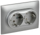 фото Розетка двухместная с заземлением в сборе IEK SK-R21-16-K23-F в Казани