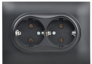 фото Розетка двухместная с заземлением в сборе  IEK SK-R21-16-K02-F