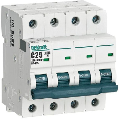 Изображение товара Автоматический выключатель DEKraft 13191DEK 25А IP20 для защиты электрических цепей