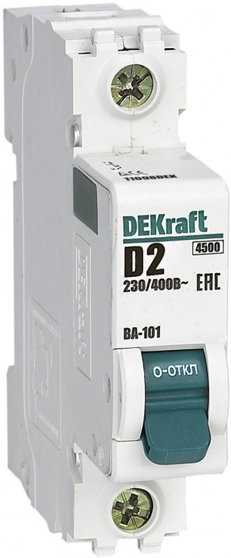 

Автоматический выключатель DEKraft 11098DEK 1Р 2А х-ка D ВА-101 4,5кА, 11098DEK