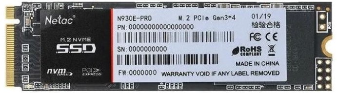 

Накопитель SSD M.2 2280 Netac NT01N930E-256G-E4X N930E Pro 256GB PCIe Gen3*4 NVMe 3D TLC 2130/1720MB/s, NT01N930E-256G-E4X
