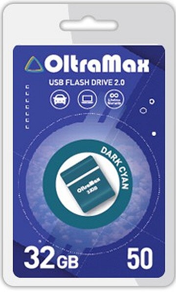 

Накопитель USB 2.0 32GB OltraMax OM-32GB-50-Dark Cyan 50, тёмно голубой, OM-32GB-50-Dark Cyan