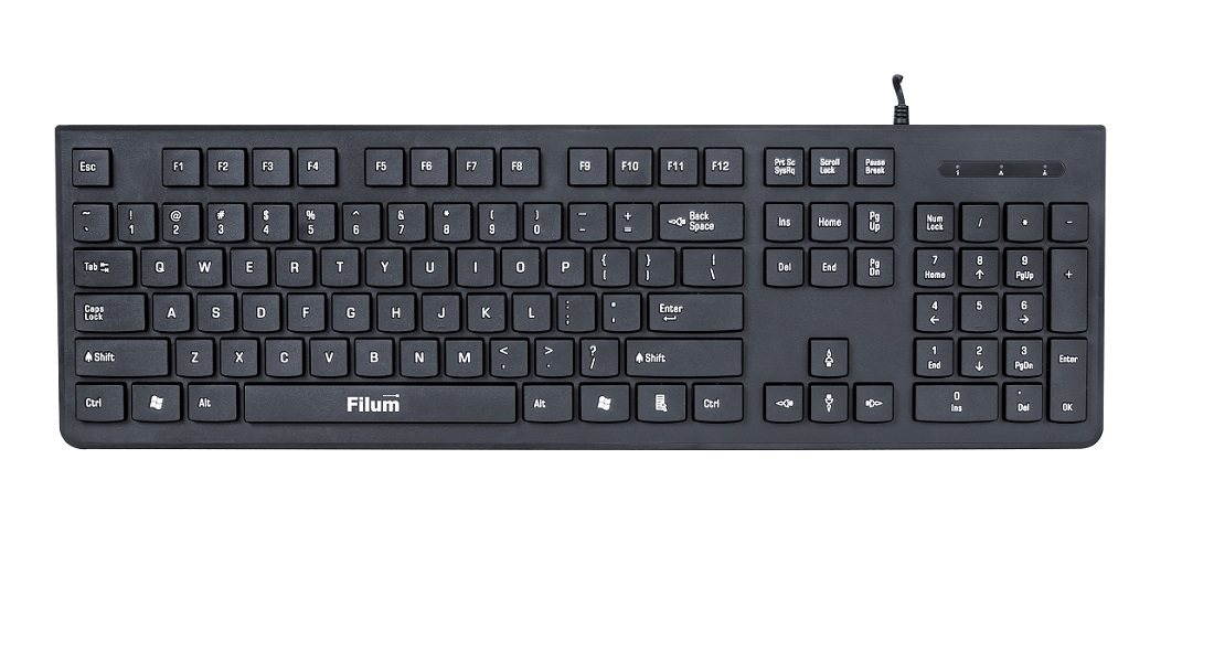 

Клавиатура Filum FL-KB20-BK USB 104 кл., мембранная, черная, Windows XP/Vista/7/8/10, MacOS, FL-KB20-BK