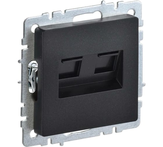 

Розетка IEK BR-K20-1-K02 компьютерная двойная СП RJ45 кат.5E BRITE РК10-2-БрЧ черная, BR-K20-1-K02