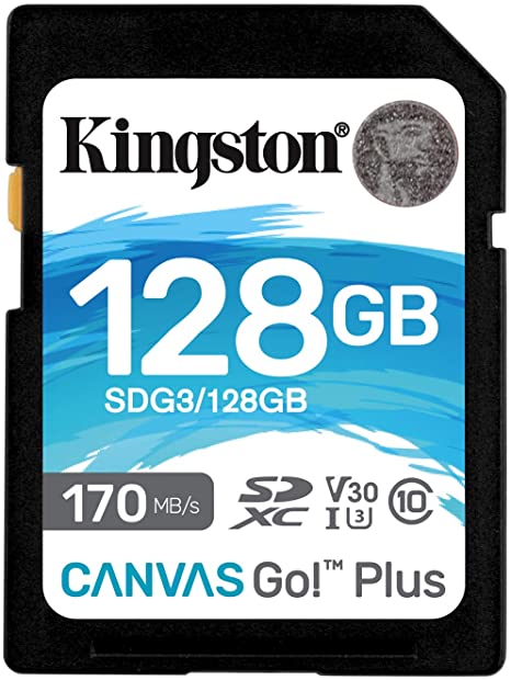 

Карта памяти 128GB Kingston SDG3/128GB SDXC, UHS-I Class U3 V30, чтение: 170Мб/с, запись: 90Мб/с, SDG3/128GB