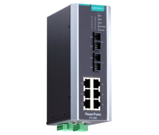 Изображение товара Коммутатор MOXA PT-508-MM-SC-HV Управляемый L2 6x10/100TX, 2x100FX