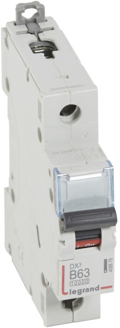 

Автоматический выключатель Legrand 408878 DX³ 10000 - 16 кА - тип характеристики B, 1П, 230/400 В~, 63 А, 1 модуль, 408878