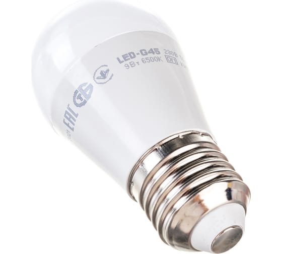 

Лампа светодиодная IEK LLE-G45-9-230-65-E27 ECO G45 9Вт шар 6500К E27 230В, LLE-G45-9-230-65-E27