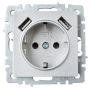 фото Розетка с заземлением IEK BR-R14-16-U21-D21-K47