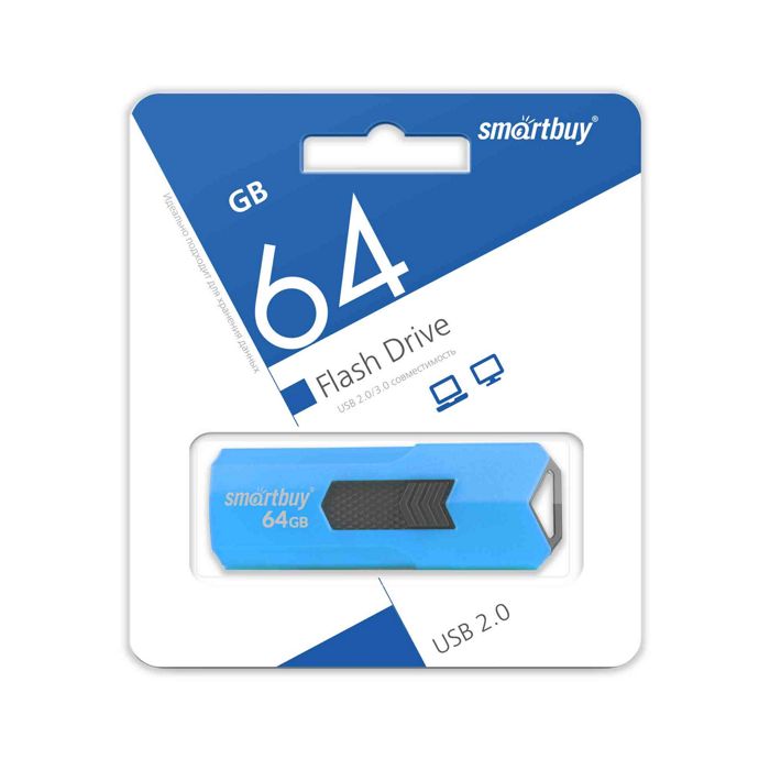 

Накопитель USB 2.0 64GB SmartBuy SB64GBST-B Stream синий, SB64GBST-B
