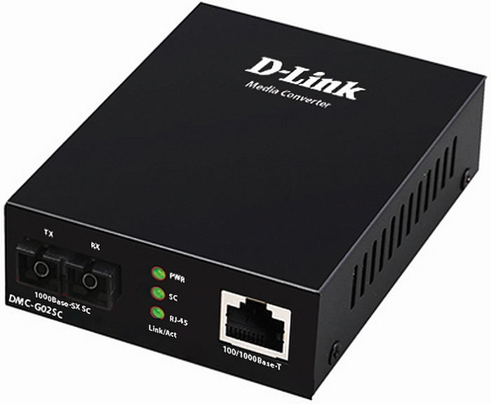 

Медиа-конвертер D-link DMC-G02SC/A1A 100/1000Base-T, 1000Base-SX, с разъемом SC для многомодового оптического кабеля (до 550 м), DMC-G02SC/A1A