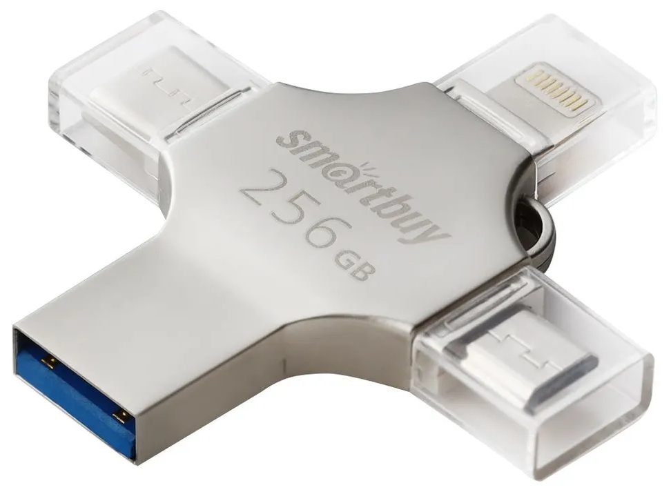 

Накопитель USB 3.0 256GB SmartBuy MC15A Metal Quad 4-in-1 (Lightning, USB Type-A, USB Type-C, micro USB) розовый металл, MC15A