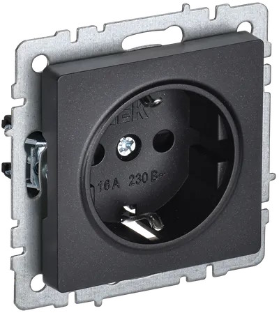 

Розетка IEK BR-R11-16-K02 BRITE РС11-1-0-БрЧ 16А с заземл. без защ. шторки черная, BR-R11-16-K02