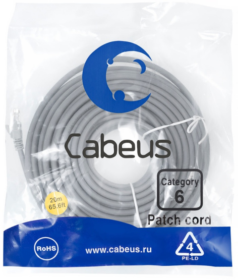 фото Кабель патч-корд U/UTP 6 кат. 20м Cabeus PC-UTP-RJ45-Cat.6-20m в Смоленске