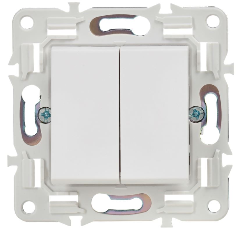 

Выключатель двухклавишный IEK SK-V20-0-10-K01 SKANDY 10А SK-V04W Арктический белый, SK-V20-0-10-K01