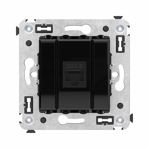

Розетка компьютерная DKC 4402693 RJ-45 без шторки в стену, кат.6 одинарная, "Черный квадрат", "Avanti", 4402693