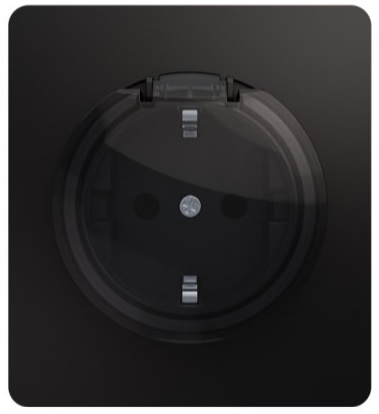 

Розетка с заземлением KRANZ KR-78-0702-3 MIELE ROUND с/у, со шторками и крышкой 16А оникс, KR-78-0702-3