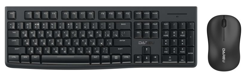 

Клавиатура и мышь Dareu MK188G Black клавиатура (мембранная, 104кл, EN/RU) + мышь LM106G (DPI 1200), ресивер 2,4GHz, MK188G Black