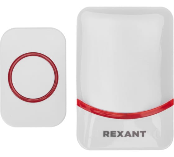 

Звонок Rexant 73-0016 беспроводной дверной переливающийся 38 мелодий IP44 (белый/красный), 73-0016