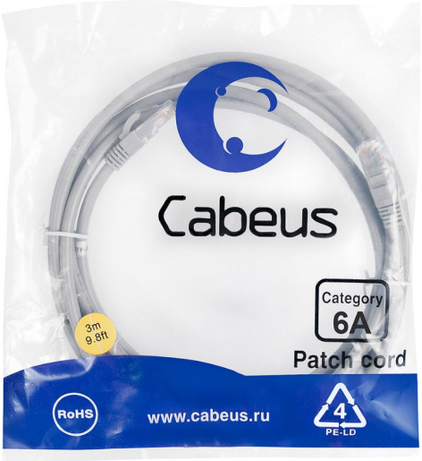 фото Кабель патч-корд U/UTP 6a кат. 3м Cabeus PC-UTP-RJ45-Cat.6a-3m-LSZH в Санкт-Петербургe